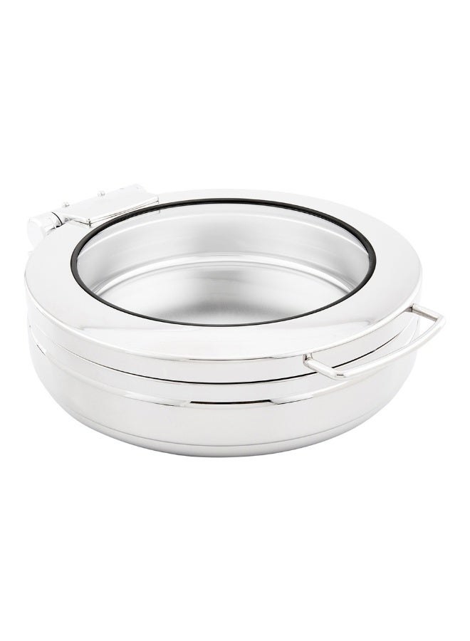 Restaurantware 6 Qt Chafing Dish, 1 Induction Ready Serving Chafer - With Glass Window, Round, Silver Stainless Steel Buffet Chafer, Chafer Frame Sold Separately, For Parties And Events  - Image 1