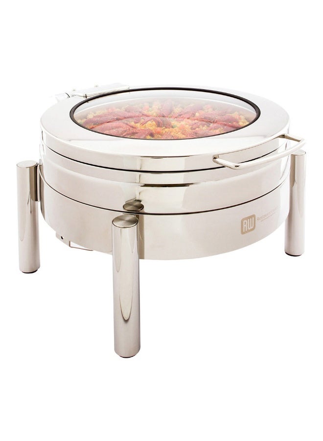 Restaurantware 6 Qt Chafing Dish, 1 Induction Ready Serving Chafer - With Glass Window, Round, Silver Stainless Steel Buffet Chafer, Chafer Frame Sold Separately, For Parties And Events  - Image 2
