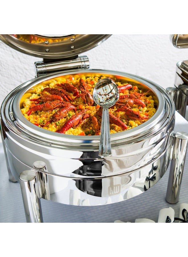 Restaurantware 6 Qt Chafing Dish, 1 Induction Ready Serving Chafer - With Glass Window, Round, Silver Stainless Steel Buffet Chafer, Chafer Frame Sold Separately, For Parties And Events  - Image 3