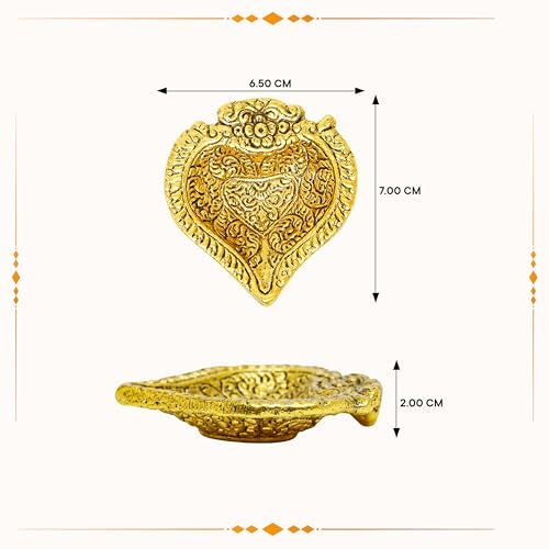 Indian-Shelf IndianShelf Pack of 20 Aarti Diyas – Premium Aluminium Paan Leaf Oil Lamps with Gold Finish, Traditional Pooja Items for Home Temple, Diwali Decoration & Festive Gift - Image 4