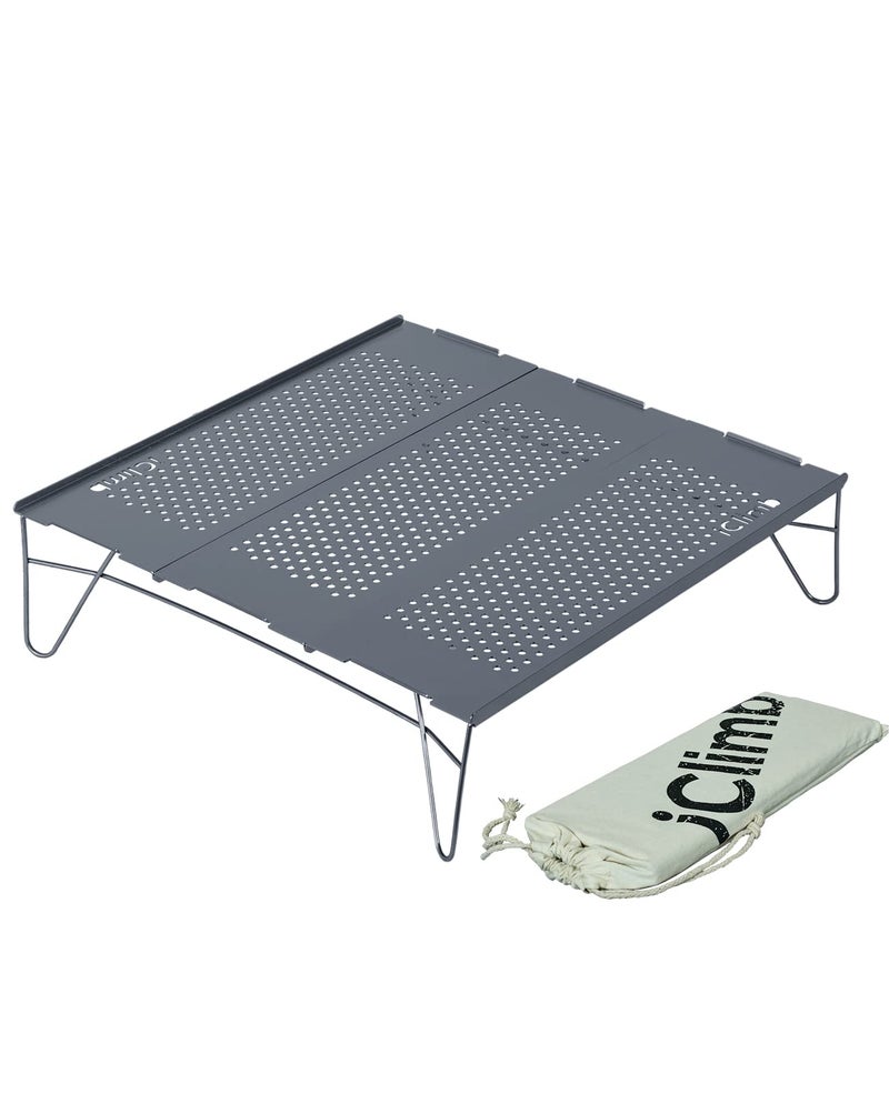 iClimb Mini Solo Folding Table Ultralight Compact for Backpacking Camping Hiking Beach Picnic (Gunmetal, L) - Image 1