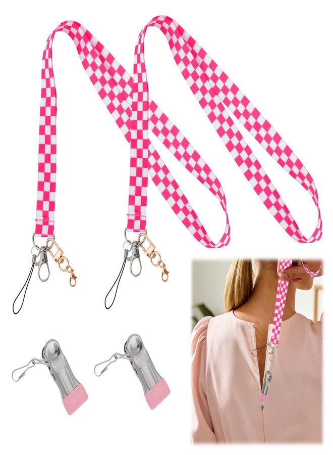Fukaisu 2pcs Back Zipper Pull Helper with Hooks, Single-Hand Zipper Assistant for Tight Dresses Boots Shoes Skirts Bags, Convenient Zip Puller Aid Tool for Alone Women Seniors Travelers & Long Nails (Pink) - Image 1