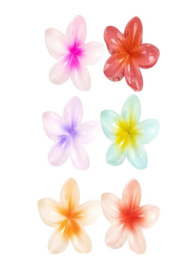 Samyak 6 Pcs Hair Clutcher Plumeria Flower Claws Strong Hold For Thick Thin Hair Clamp (Medium) - Image 1