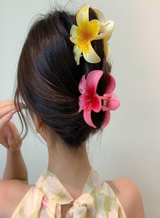 Samyak 6 Pcs Hair Clutcher Plumeria Flower Claws Strong Hold For Thick Thin Hair Clamp (Medium) - Image 3