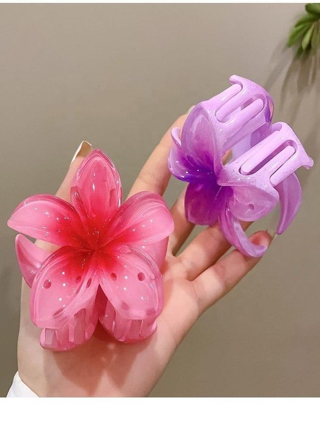 Samyak 6 Pcs Hair Clutcher Plumeria Flower Claws Strong Hold For Thick Thin Hair Clamp (Medium) - Image 4