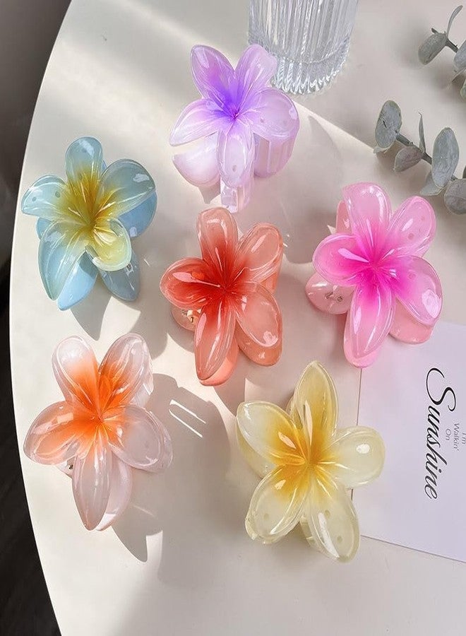 Samyak 6 Pcs Hair Clutcher Plumeria Flower Claws Strong Hold For Thick Thin Hair Clamp (Medium) - Image 2