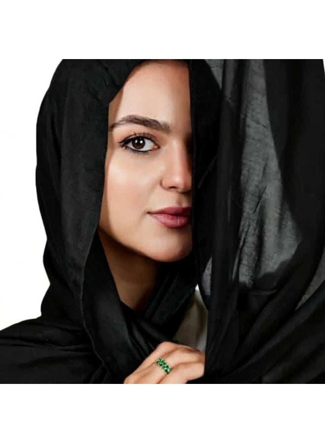 FLOWER Plain Cotton Modal Veil - Black - Image 1