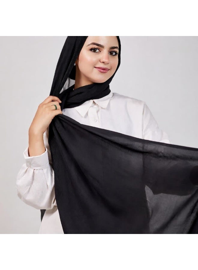 FLOWER Plain Cotton Modal Veil - Black - Image 2