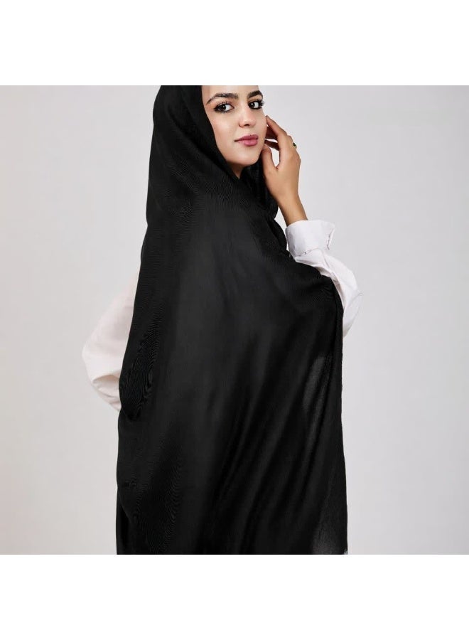 FLOWER Plain Cotton Modal Veil - Black - Image 3