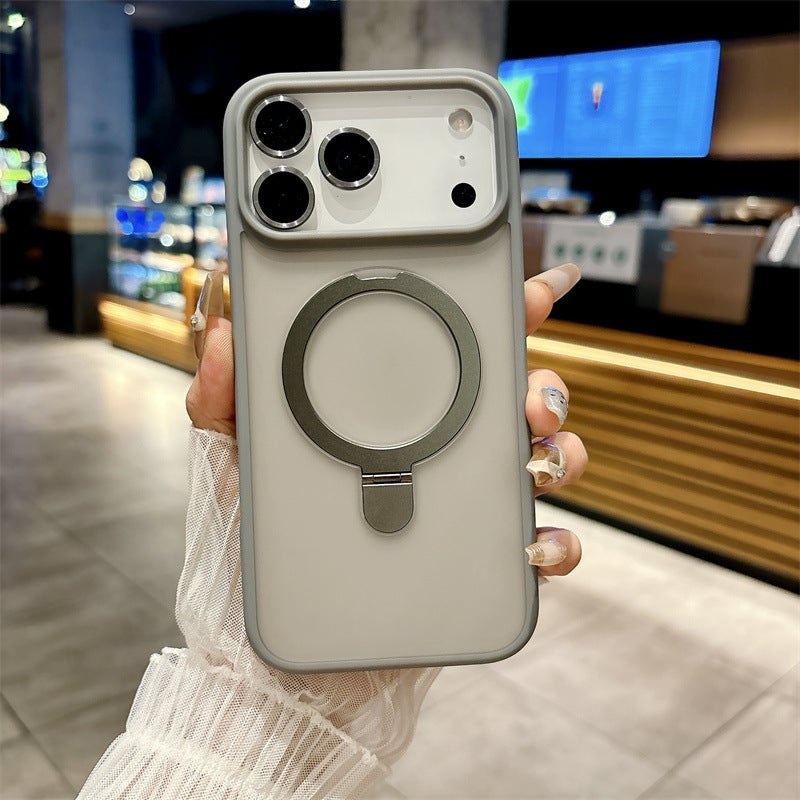 غطاء MagSafe بTPU لـ iPhone 14 / 14 Plus / 14 Pro / 14 Pro Max باللون رمادي تيتانيوم مغناطيسي بوظيفة حامل من مادة TPU مع مغناطيس قوي وحامل قائم مع حماية عدسة مع مقاوم للخدش - Image 1