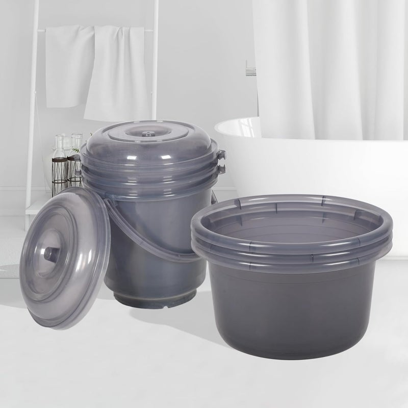 Urbane Home Urbane Home Set of 6 Bathroom Combo Set Modern Bathroom Accessories Set Bathroom Set 3 Piece Tub25 L 3 Piece Bucket13 L Bathing Set Transparent Gray  - Image 1