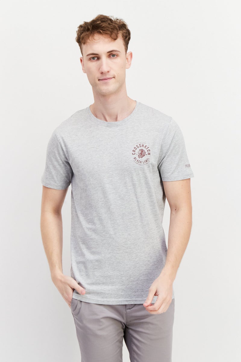 CROSSHATCH Men 2 Pc Crew Neck Short Sleeves Brand Logo T-Shirt, Grey - Image 2