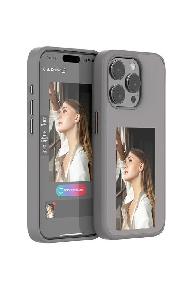 NFC INK Smart Screen Phone Case for iphone 16 pro max - Grey - Image 1