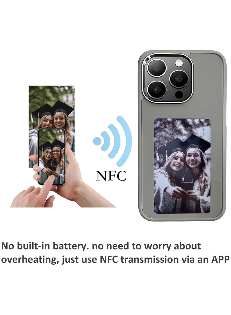 جراب هاتف ذكي بشاشة NFC INK لهاتف iPhone 16 Pro Max - رمادي - Image 3