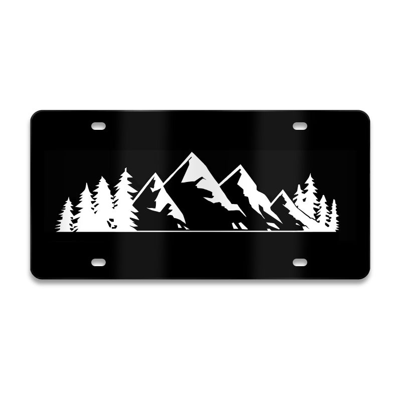 MCIAONE Mountain License Plate Mountains Front License Plate Peak Aluminum Decorative Licenses Plates, Natural Novelty Vanity Tag Black Car Plates, Car Tag with 4 Holes 6Ã—12 inch Cars Decor Accessory - Image 1