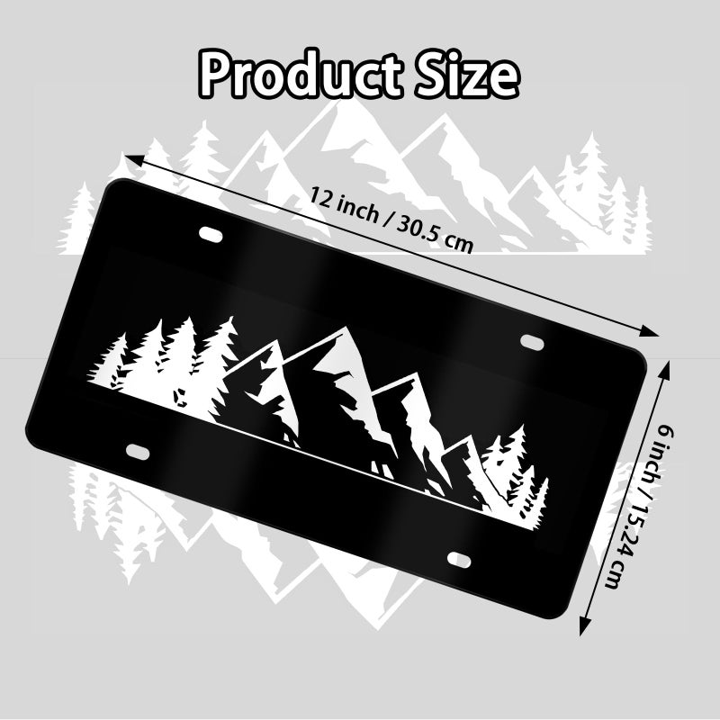 MCIAONE Mountain License Plate Mountains Front License Plate Peak Aluminum Decorative Licenses Plates, Natural Novelty Vanity Tag Black Car Plates, Car Tag with 4 Holes 6Ã—12 inch Cars Decor Accessory - Image 2