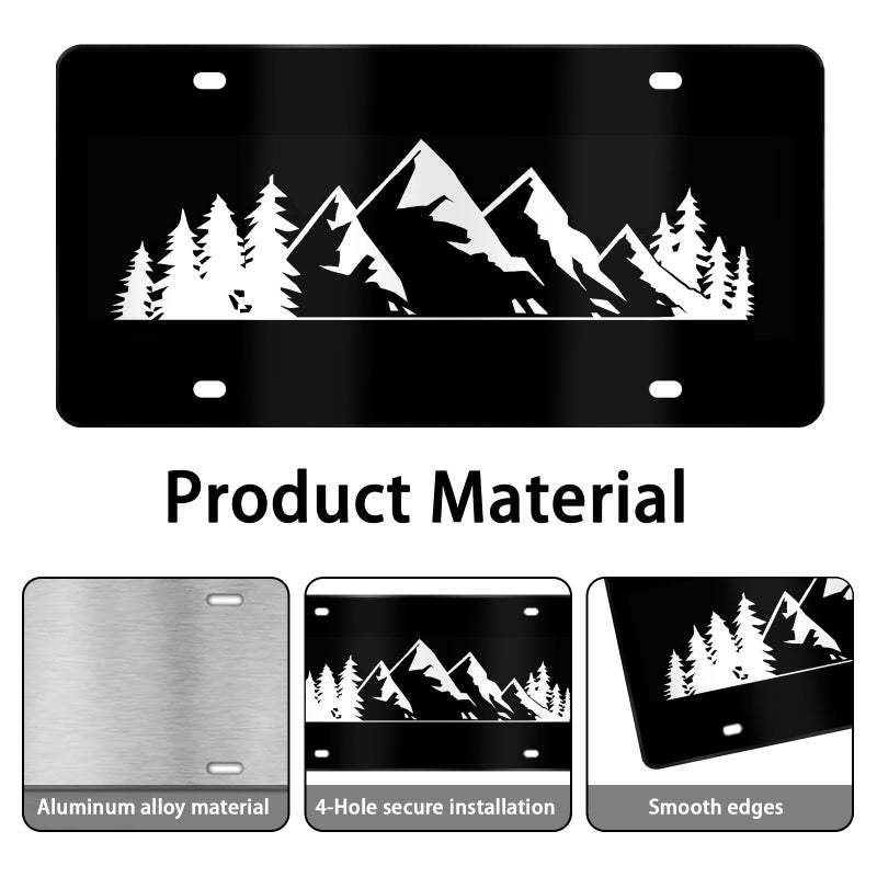 MCIAONE Mountain License Plate Mountains Front License Plate Peak Aluminum Decorative Licenses Plates, Natural Novelty Vanity Tag Black Car Plates, Car Tag with 4 Holes 6Ã—12 inch Cars Decor Accessory - Image 3