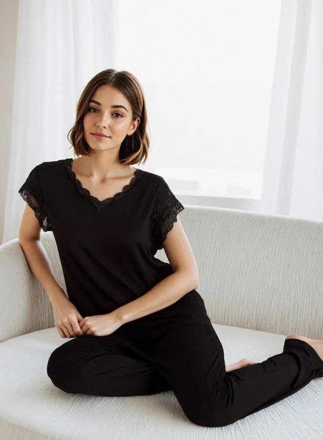 سبلاش فيڤ طقم بيجامة بدانتيل