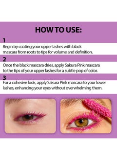 Fashion Colour Splash Dual Side Mascara For Women Define & Lengthen Volumizing & Lengthening Mascara Sakura Pink & Black 6g+6g  - Image 4