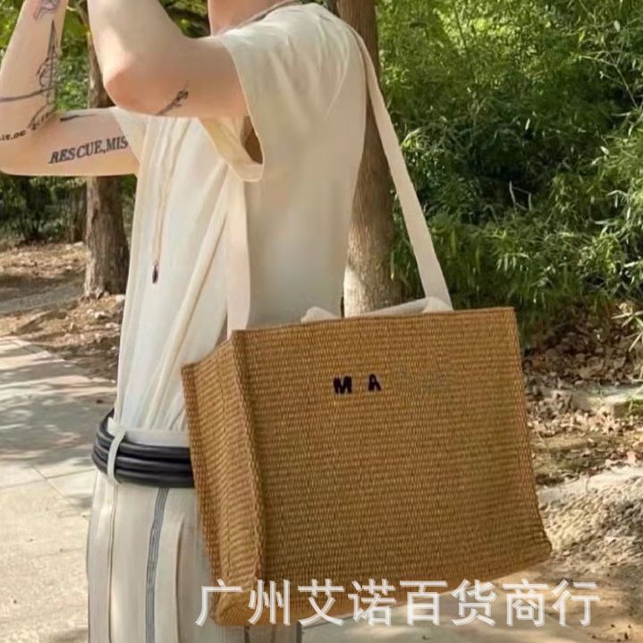 Straw Woven Bag For Women, Summer Embroidered Ins-Style Handbag, Shoulder Bag, Crossbody Tote Bag, Large Capacity, Suitable For Commuting - Image 4
