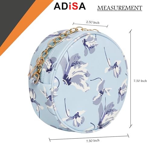 ADISA Women Girls Floral Print Round Sling Bag (SL5073-SKY_Sky Blue) - Image 3