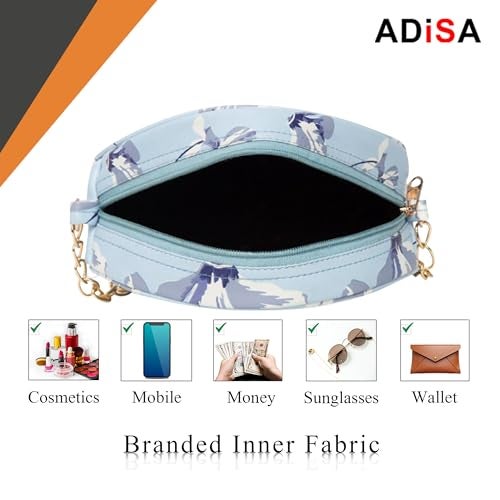 ADISA Women Girls Floral Print Round Sling Bag (SL5073-SKY_Sky Blue) - Image 5