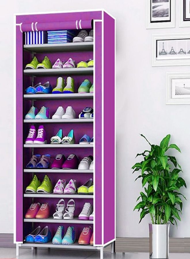 C&C Home 9-Tiers Dustproof Cover Shoes Cabinet Storage Organizer Shoe Rack for Hallway Entryway Living Room 60x30x155 cm - Image 1