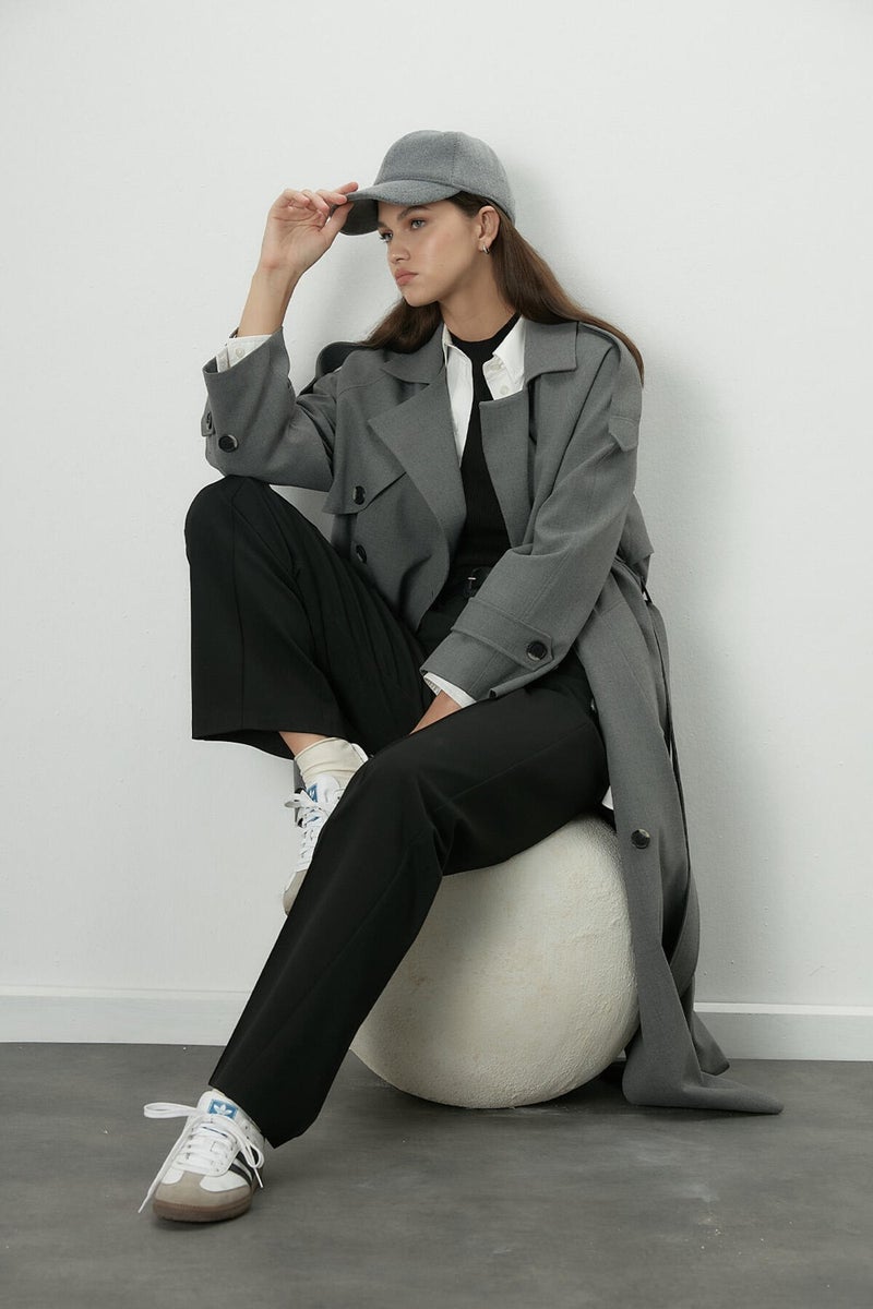 Manuka Premium Oversize Trench Coat Gray  - Image 2
