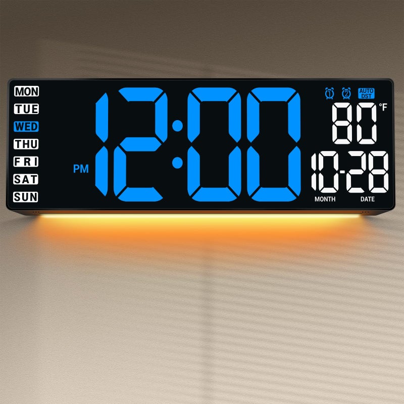 ANSOPER 16.5" Large Digital Wall Clock: Wall Mount Decor Clock Large Display for Classroom Dorm Office Game Living Room, House Warming Gifts New Home, Christmas Birthday Gift for Mom Dad Seniors Teen Blue - Image 1