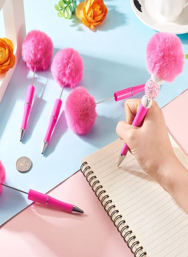Spritewelry 10 Pcs Fluffy Beadable Pens, Hot Pink Plush Ball Beaded Pens, Fancy Fuzzy Pom Pom Ball Pen with Black Ink for DIY Cool Pen Adult Office School Graduation Gift Supplies - Image 4