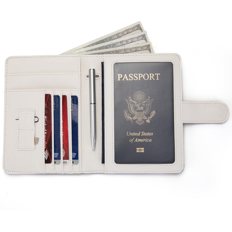 BECEERE Passport Holder for Travel Essentials, RFID Blocking Passport Wallet Cover with Magnetic Closure, Passport Book Holders for Women and Men (Pink Bow) - Image 4