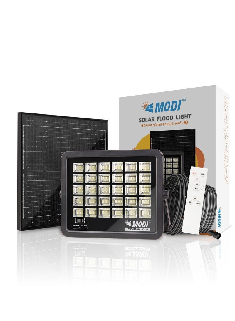 MODI 400W Solar Flood Lights Outdoor, Street and Area Lighting, Dusk to Dawn, IP65 Waterproof, Light Sensing, Remote Control - Image 2