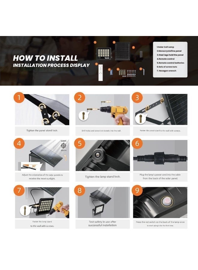 مودي كشافات شمسية بقدرة 400 واط للاستخدام الخارجي، لإضاءة الشوارع والمناطق، تعمل من الغسق إلى الفجر، مقاومة للماء بمعيار IP65، مزودة بمستشعر ضوئي وجهاز تحكم عن بعد - Image 2
