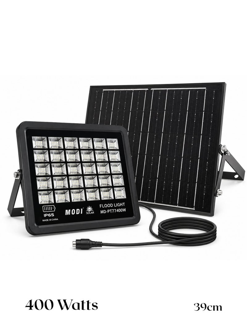 MODI 400W Solar Flood Lights Outdoor, Street and Area Lighting, Dusk to Dawn, IP65 Waterproof, Light Sensing, Remote Control - Image 1