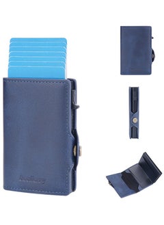 Baellery Leather Card Holder Wallet For Men And Women With Aluminum RFID Blocking Anti Theft Credit Card Holder With Automatic Pop up Metal Case Business Card Wallet Holds 7 cards  - Image 4