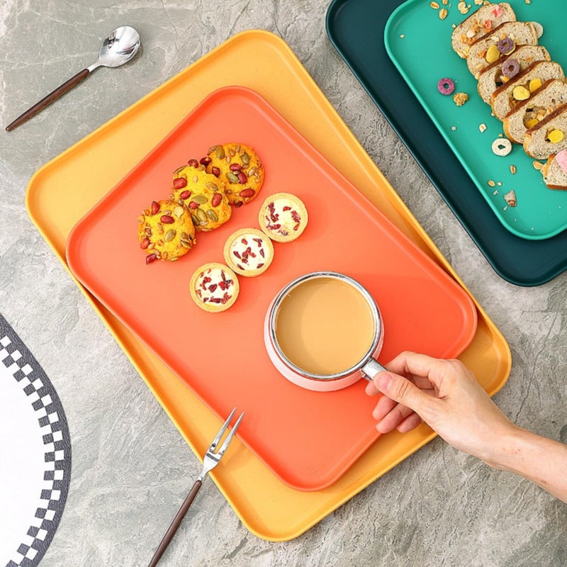 Trifecta Wheat Straw Serving Trays Set Reusable Serving Platters, Appetizer, Charcuterie, Snack, Dessert, Party Food Display - Stackable Kitchen CounterTop Trays (Orange 4-25+31 CM) - Image 3