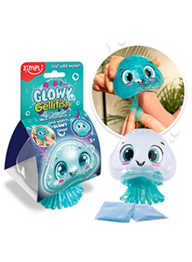 Zimpli Kids Glowy GelliFish, Glow in the Dark Sensory Slime Toy, 2 Use Pack, Stretchy Sensory Play, Skin Safe, Drain Safe, Easy Clean, Stain Free, Biodegradable, Ages 3+ - Image 1