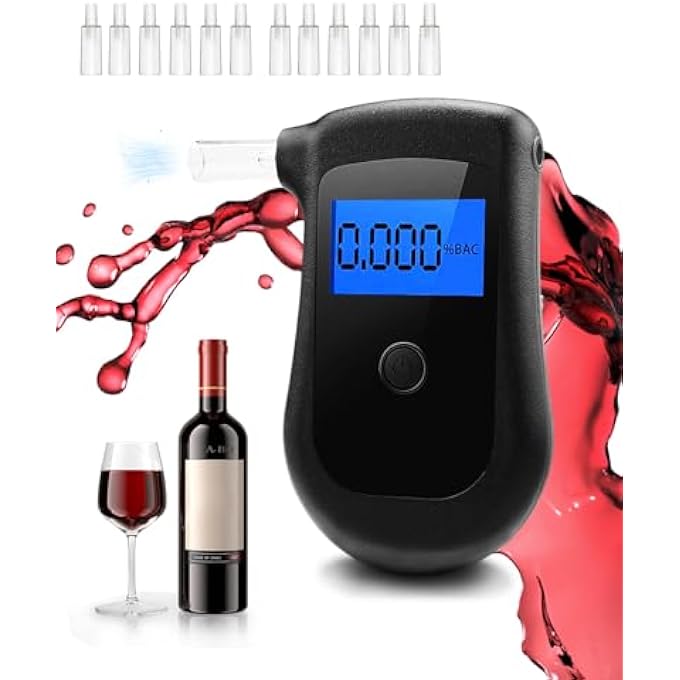 rayihni UK Breathalysers, Portable High Accuracy Alcohol Tester, BAC Breathalyser with 12 Recyclable Mouthpieces,Breathalyzer suitable for Family Dinner, Travel, Car, Party, Banquet - Image 2