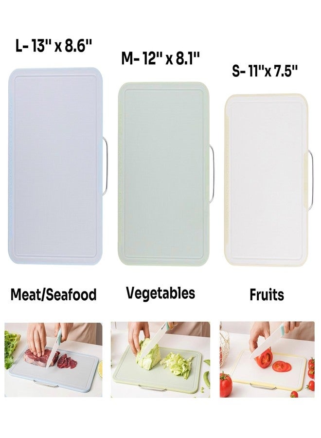 ACAUTO Cutting Boards for Kitchen, Charcuterie Chopping Boards Set of 3 with Stand, Plastic Cutting Mat for Kitchen Dishwasher Safe with Storage Stand - Image 3