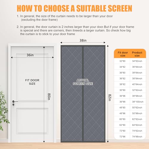 LIAMST Magnetic Thermal Insulated Door Curtain, Fits Door Size 36" x 80", Center Opening, Durable Oxford Cloth&Thicken Polyester Fiber, Weighted Bottom,Temporary Door Thermal Curtains - Image 2