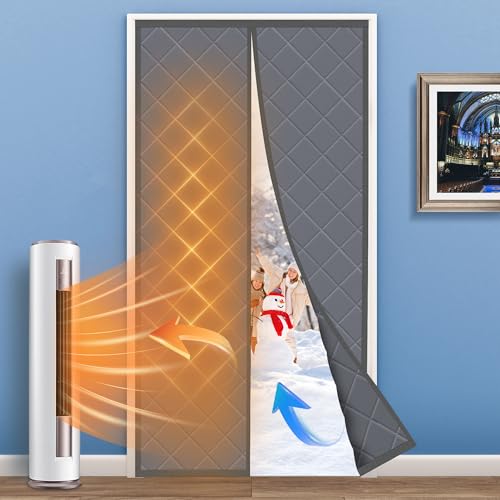 LIAMST Magnetic Thermal Insulated Door Curtain, Fits Door Size 36" x 80", Center Opening, Durable Oxford Cloth&Thicken Polyester Fiber, Weighted Bottom,Temporary Door Thermal Curtains - Image 1