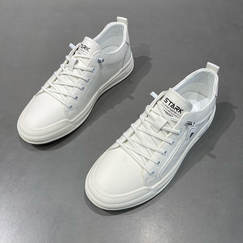 Boys Casual White Shoes Genuine Leather European Station Men'S Shoes All-Match Men'S Board Shoes Men'S Trendy Shoes Fashionable Slip-On Shoes - Image 4