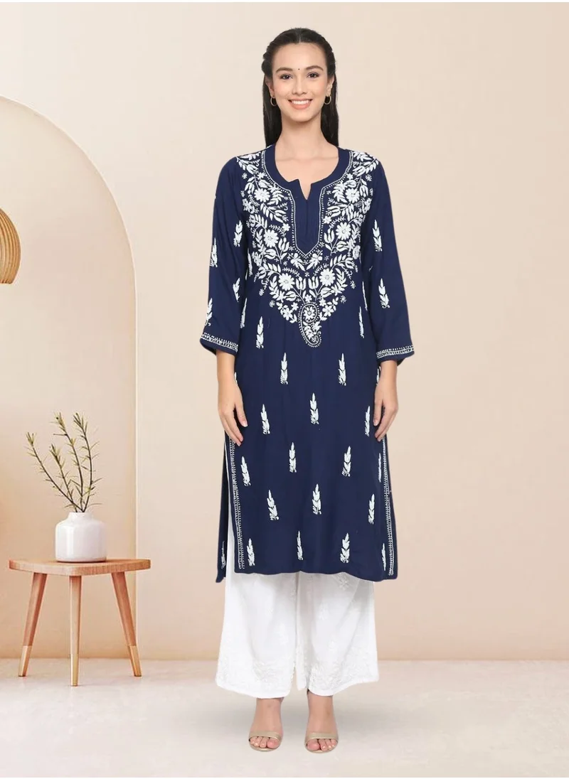 Alaya Women Hand Embroidered Chikankari Rayon Kurta-AL3451