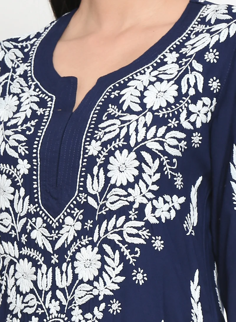 Alaya Women Hand Embroidered Chikankari Rayon Kurta-AL3451