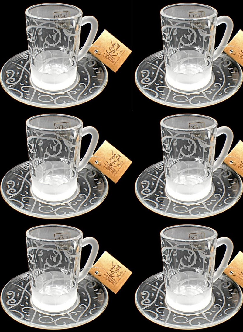 KuduArts Tea cups with saucer glass set of 6 pieces - Image 1