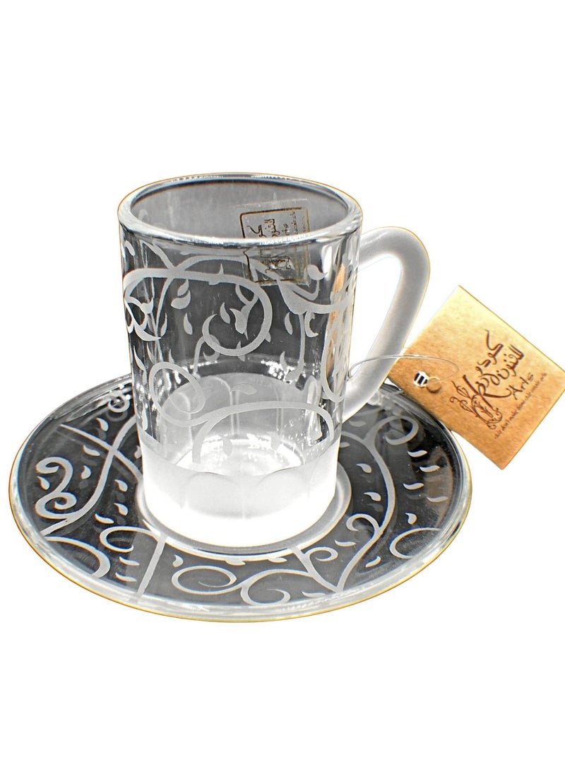 KuduArts Tea cups with saucer glass set of 6 pieces - Image 2