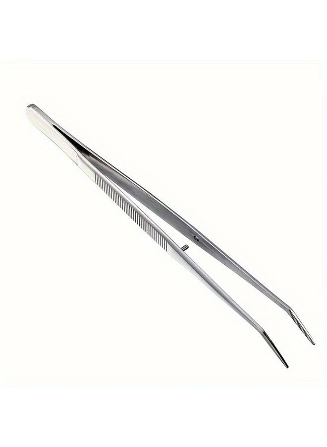 Silvery Stainless Steel Slanted Tip Nail Art Forceps For Precision Crystal Glitter Placement - Image 5