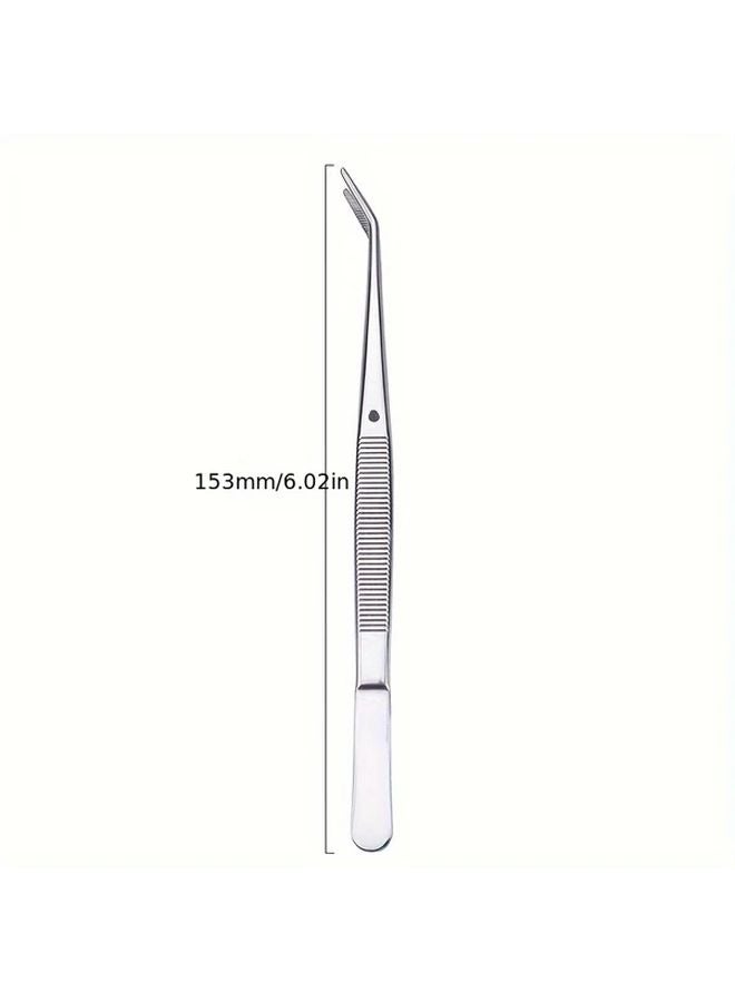 Silvery Stainless Steel Slanted Tip Nail Art Forceps For Precision Crystal Glitter Placement - Image 4