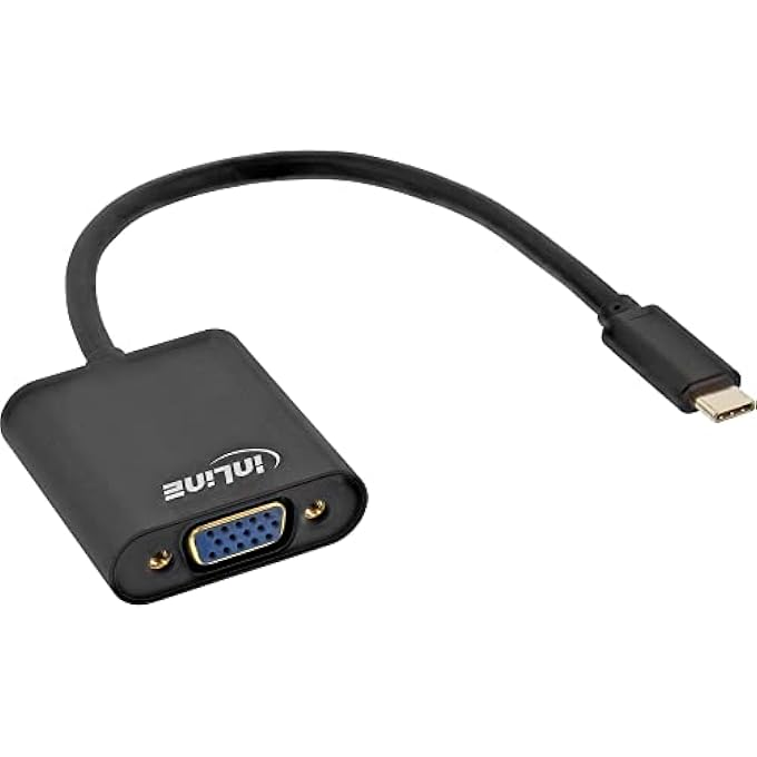 INLINE 64104B USB DISPLAY CONVERTER, USB TYPE-C MALE TO VGA FEMALE (DP ALT MODE), BLACK, 0.2 M - Image 1