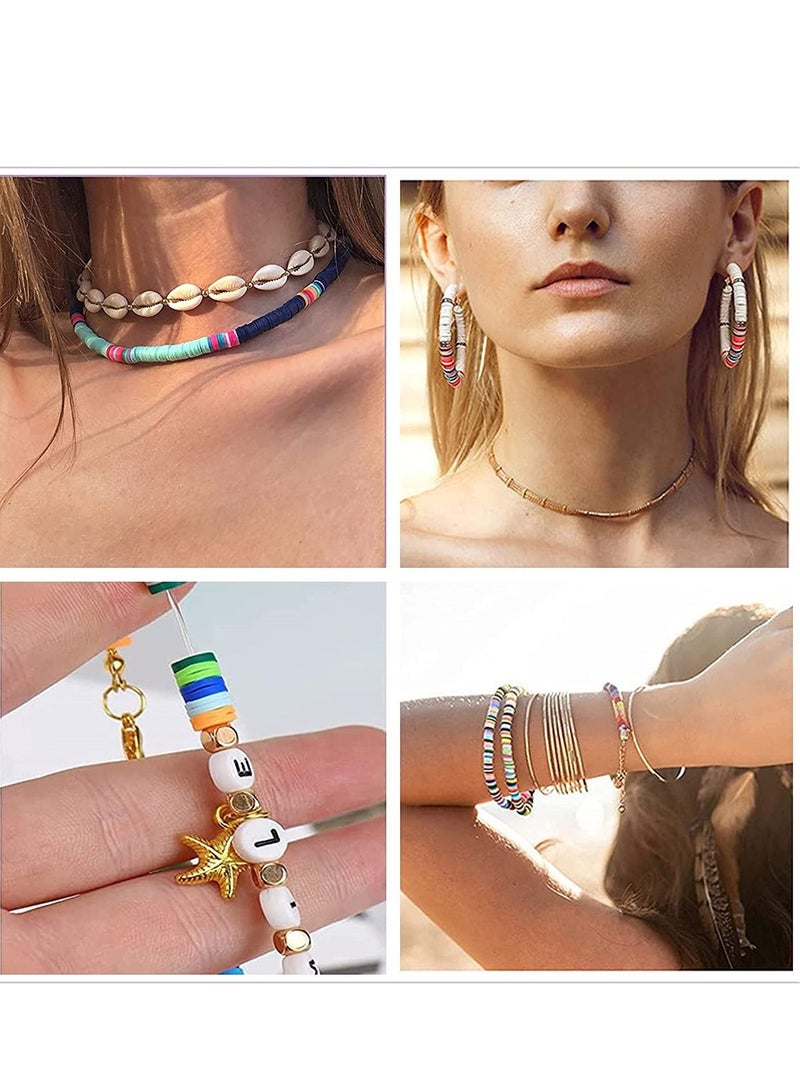 KASTWAVE طقم صناعة المجوهرات خرز للأساور مجموعة طقم حرفي 4800 قطعة خرز طيني لصنع المجوهرات قلادة حلق DIY طقم هدية للنساء الزوجة الصديقة البالغة الطفل (6MM) - Image 3